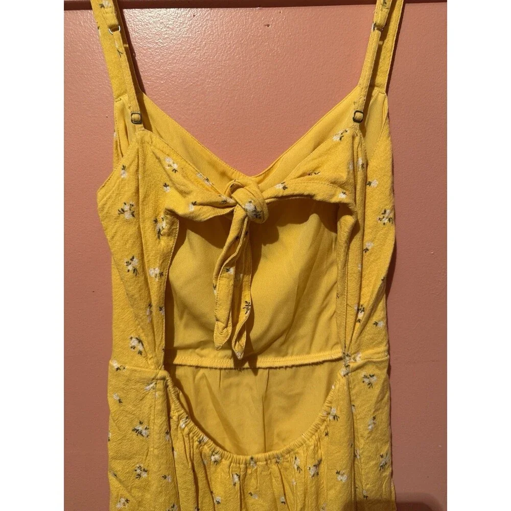 3/$15 Hollister  Womens Summer Dress L Large Yellow Floral Sleeveless Short - Picture 4 of 7